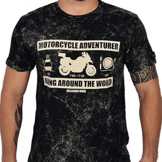 CAMISA KALLEGARI MOTORCYCLE ADVENTURE PRETO ESTONADO