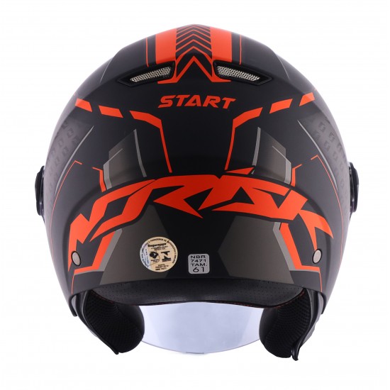 CAPACETE NORISK ORION START PRETO FOSCO COM LARANJA CAPACETE NORISK ORION START PRETO FOSCO COM LARANJA