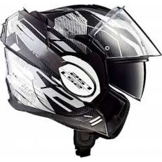 CAPACETE LS2 FF399 VALIANT ROBOTO PRETO/BRANCO/CHROME