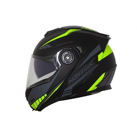 CAPACETE NORISK FF345 ROUTE MOTION FOSCO PRETO/ FLUO/ AMARELO