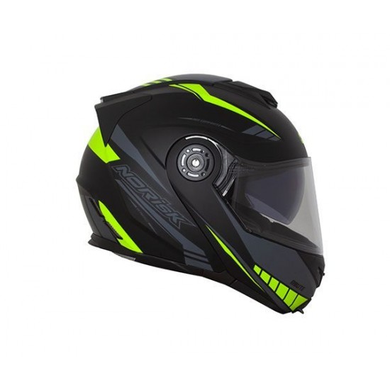 CAPACETE NORISK FF345 ROUTE MOTION FOSCO PRETO/ FLUO/ AMARELO