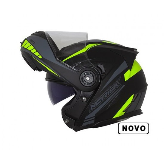 CAPACETE NORISK FF345 ROUTE MOTION FOSCO PRETO/ FLUO/ AMARELO