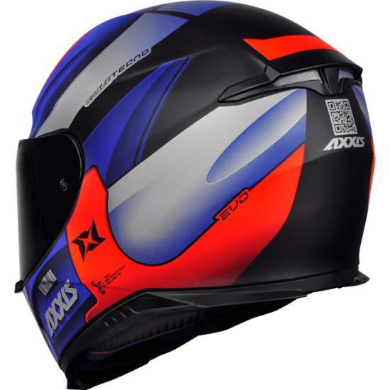 CAPACETE AXXIS EAGLE TECNO PRETO FOSCO/VERMELHO/AZUL