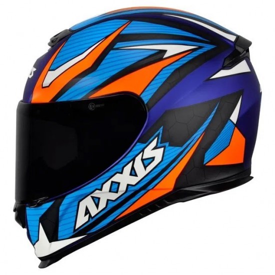 CAPACETE AXXIS EAGLE POWER AZUL COM LARANJA FOSCO