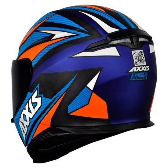 CAPACETE AXXIS EAGLE POWER AZUL COM LARANJA FOSCO