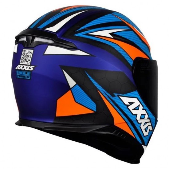 CAPACETE AXXIS EAGLE POWER AZUL COM LARANJA FOSCO