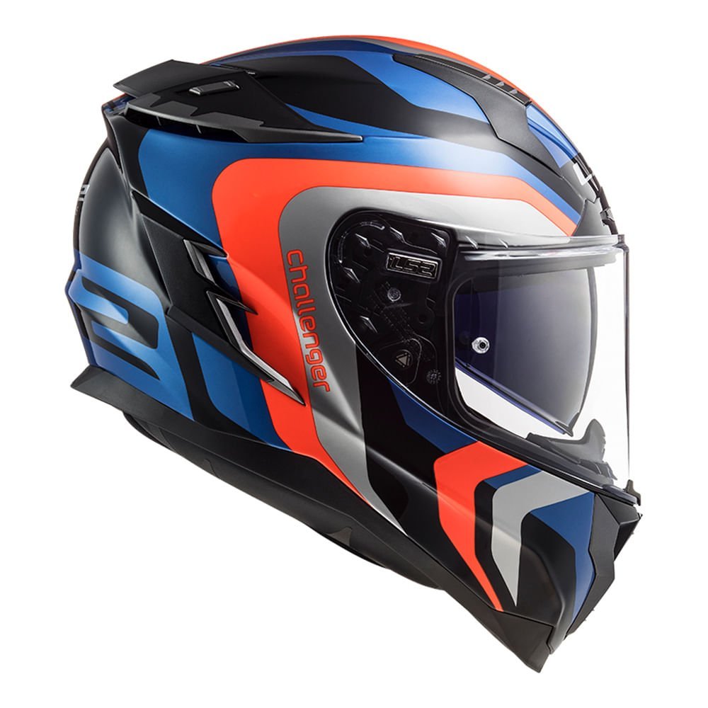 CAPACETE LS2 FF327 CHALLENGER GALACTIC AZUL/LARANJA