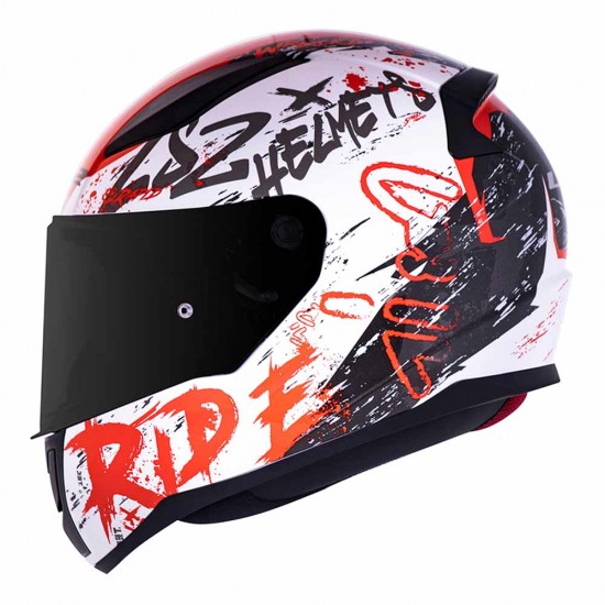 CAPACETE LS2 FF353 RAPID NAUGHTY BRANCO COM VERMELHO