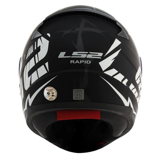 CAPACETE LS2 FF353 RAPID CROMO PRETO COM VERMELHO AZUL FOSCO