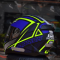 CAPACETE NORISK FF802 RAZOR NINJA AZUL FOSCO COM AMARELO