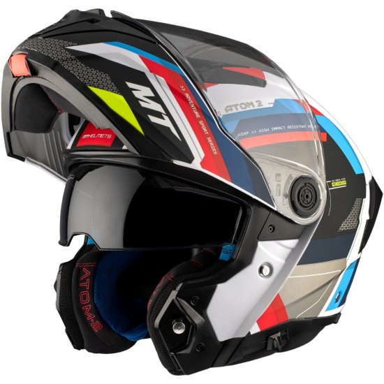 CAPACETE MT ATOM 2 SV BAST A0 BRANCO/AZUL/VERMELHO ESCAMOTEÁVEL 