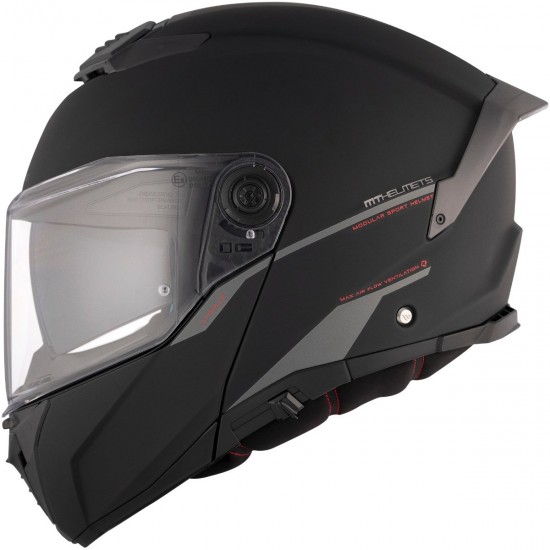 CAPACETE MT ATOM 2 SV SOLID A1 PRETO FOSCO ESCAMOTEÁVEL 