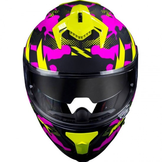 CAPACETE NORISK STRADA COMMANDO ROSA FOSCO COM AMARELO FLUOR