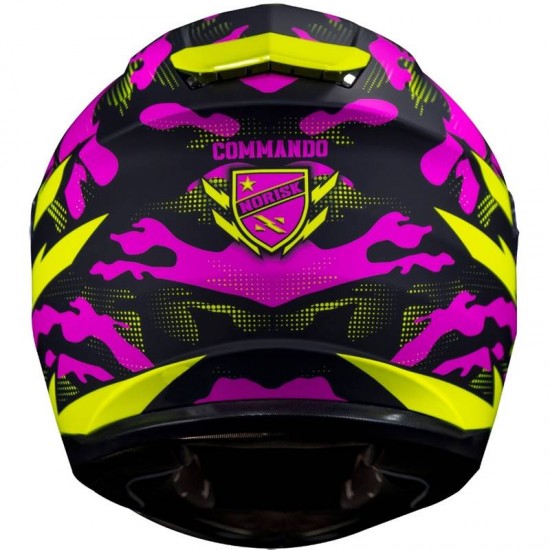 CAPACETE NORISK STRADA COMMANDO ROSA FOSCO COM AMARELO FLUOR