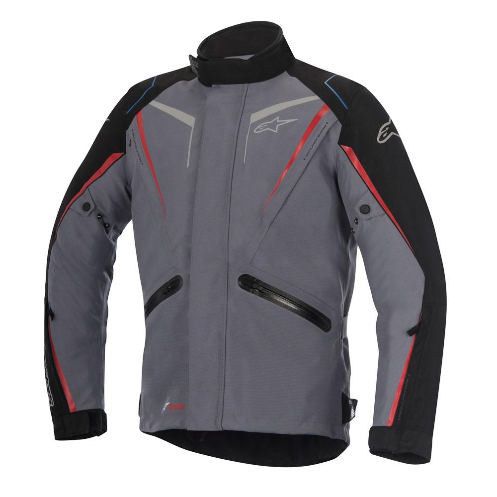 JAQUETA ALPINESTARS YOKOHAMA DRYSTAR CINZA ESCURO PRETO VERMELHO